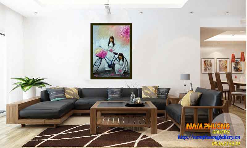 Tranh sơn dầu cô gái hoa phượng TSD271 độc đáo quà tặng nghệ thuật Tranh sơn dầu cô gái hoa phượng TSD271 độc đáo quà tặng nghệ thuật